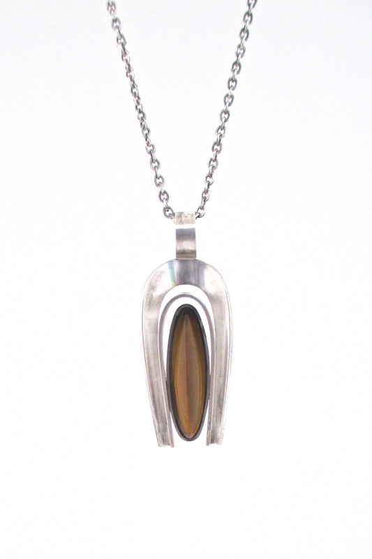 Elis Kauppi tapering tiger eye pendant necklace - 1974