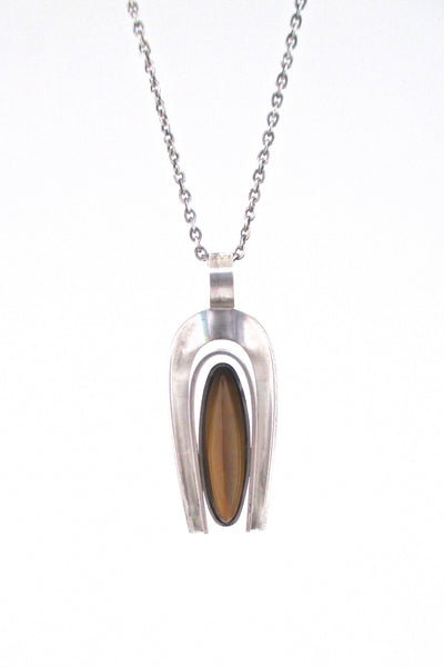 Elis Kauppi tapering tiger eye pendant necklace - 1974