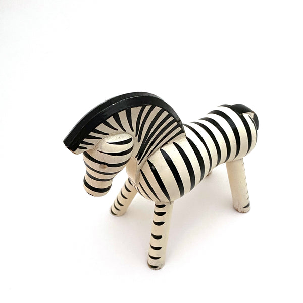 detail Kay Bojesen Denmark vintage hand painted beech wood zebra animal figure Scandinavian Modern design