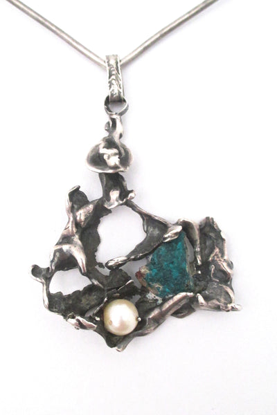 brutalist mid century large pendant necklace