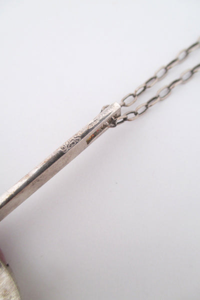 Bengt Hallberg silver & rhodonite modernist pendant necklace