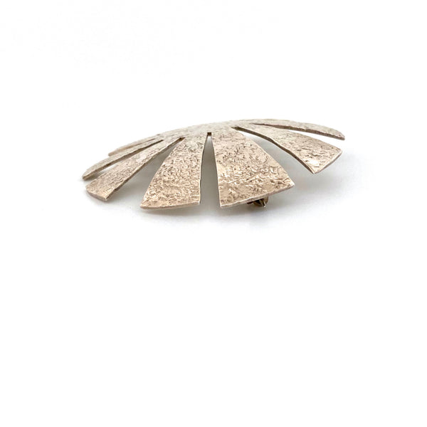 profile Ed Levin USA vintage textured silver large brooch American Modernist jewelry design
