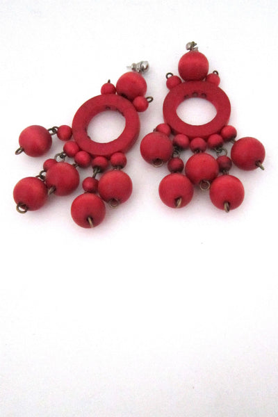aarikka, Finland vintage red drop earrings