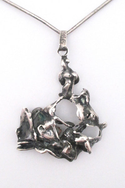 brutalist mid century large pendant necklace