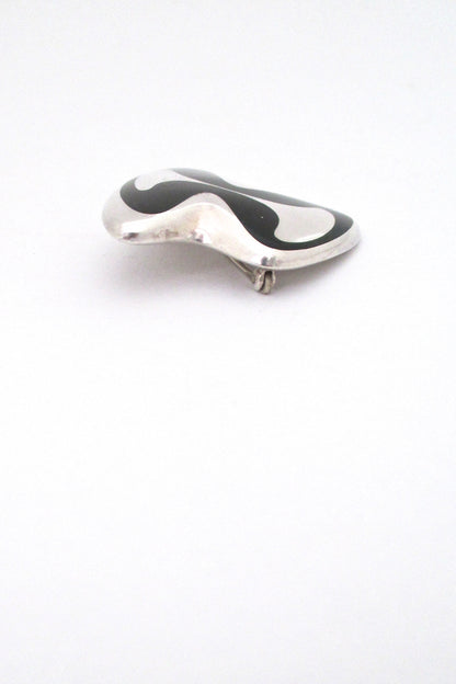 profile Georg Jensen Denmark vintage silver enamel Modernist Scandinavian brooch 315 by Henning Koppel