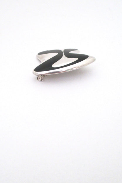 Georg Jensen dark green enamel brooch #315 ~ Henning Koppel