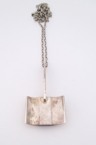 Bengt Hallberg silver & rhodonite modernist pendant necklace