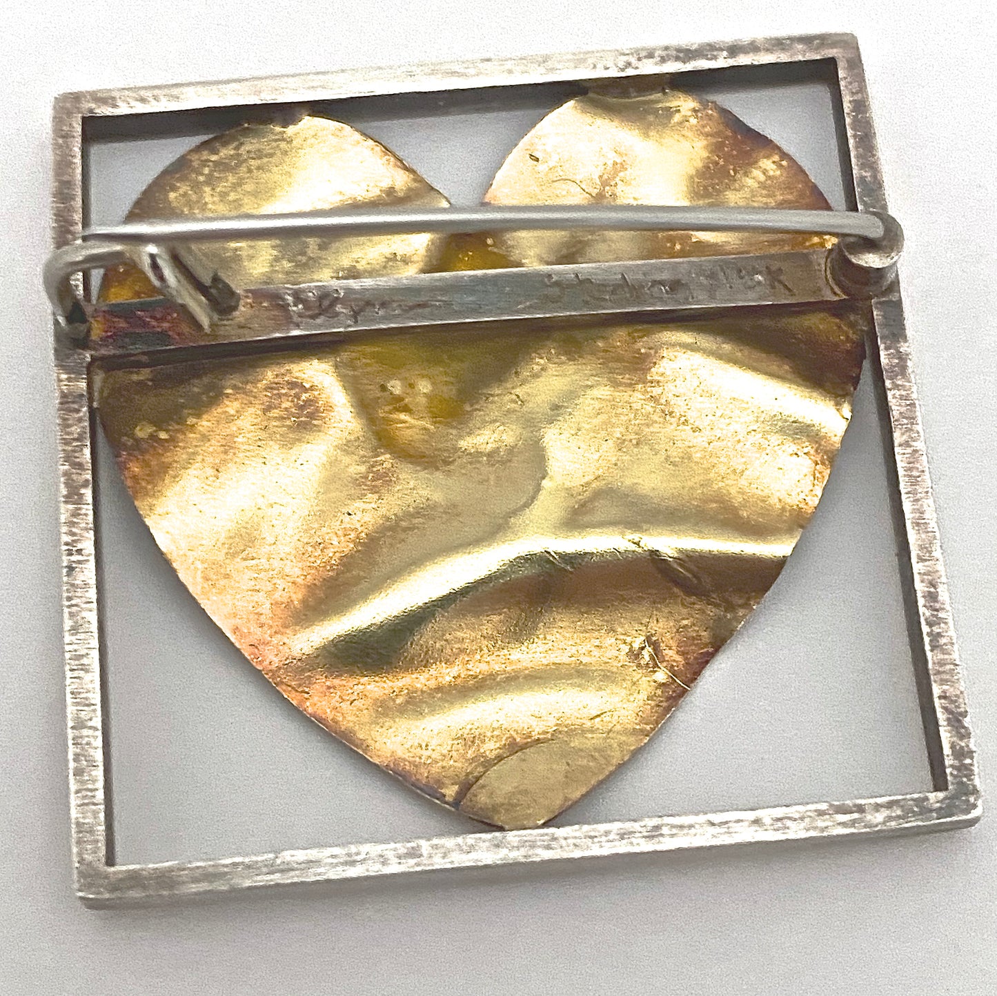 Pat Flynn 18k & sterling heart brooch