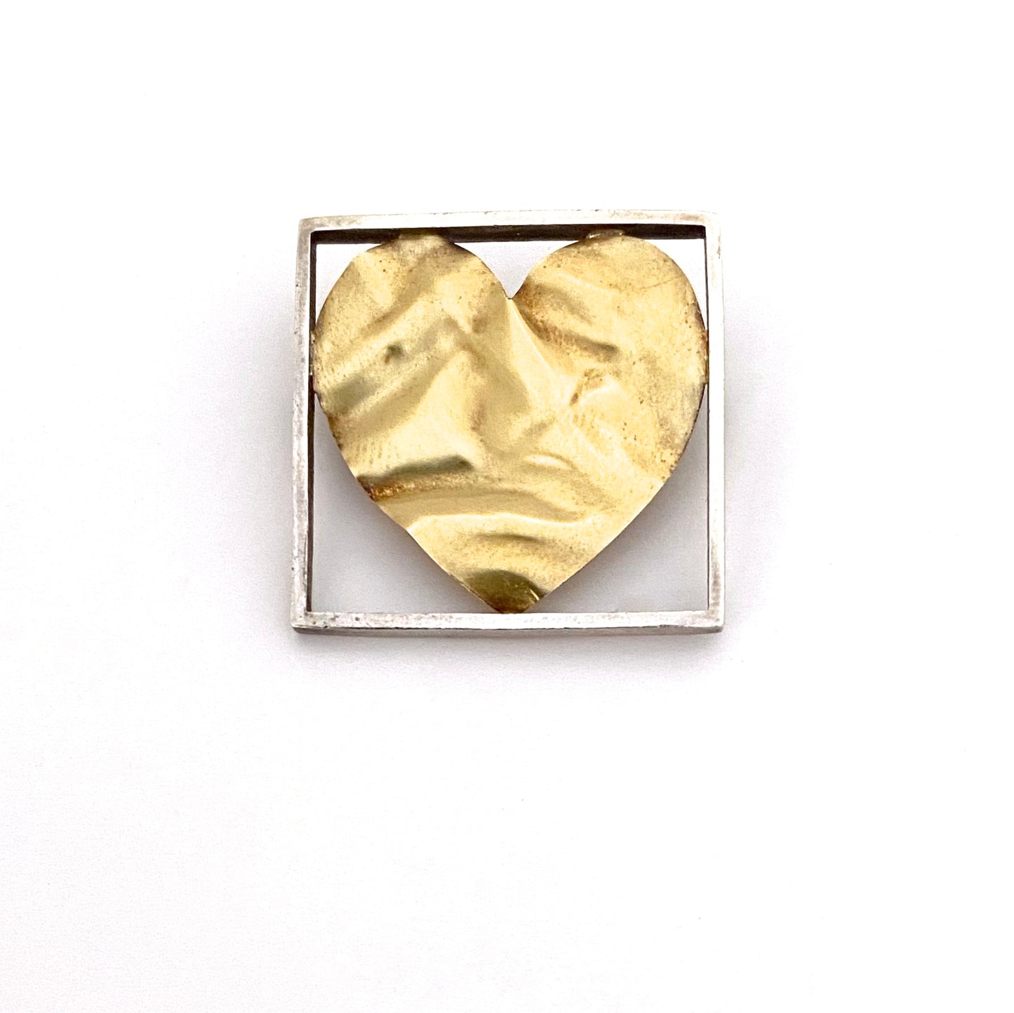 Pat Flynn 18k & sterling heart brooch