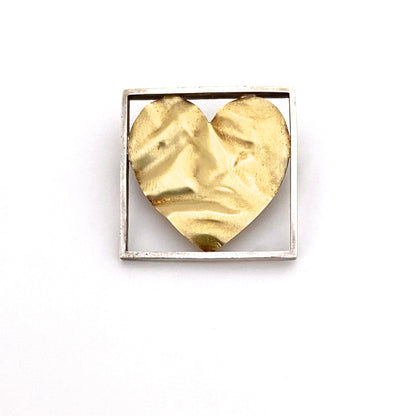 Pat Flynn 18k & sterling heart brooch