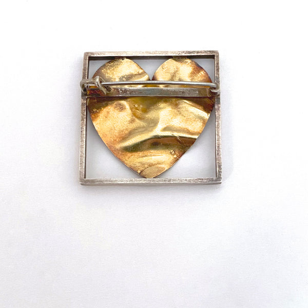 Pat Flynn 18k & sterling heart brooch