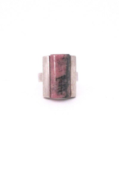 Bengt Hallberg silver & rhodonite modernist ring
