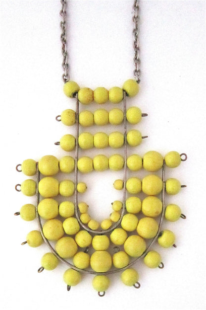 aarikka Finland vintage large canary yellow pendant necklace