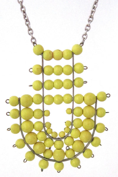 aarikka Finland vintage large canary yellow pendant necklace