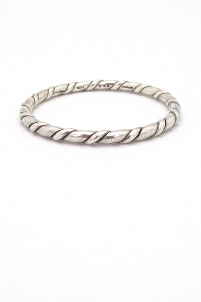 Hans Hansen Denmark vintage twisted heavy silver bangle bracelet 206