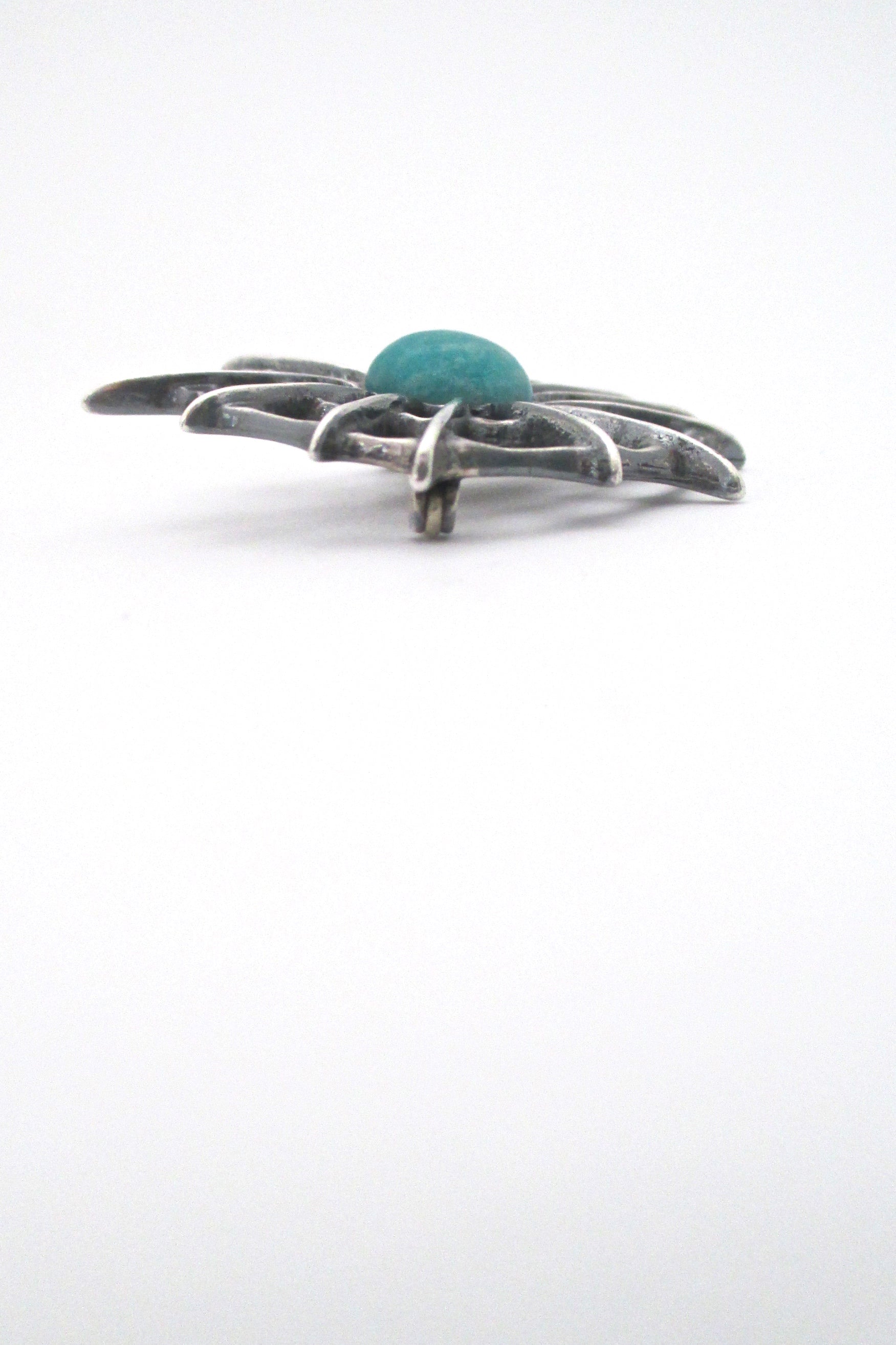 profile Uni David-Andersen Norway vintage silver amazonite spider web brooch Troll series