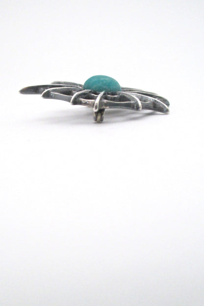 profile Uni David-Andersen Norway vintage silver amazonite spider web brooch Troll series