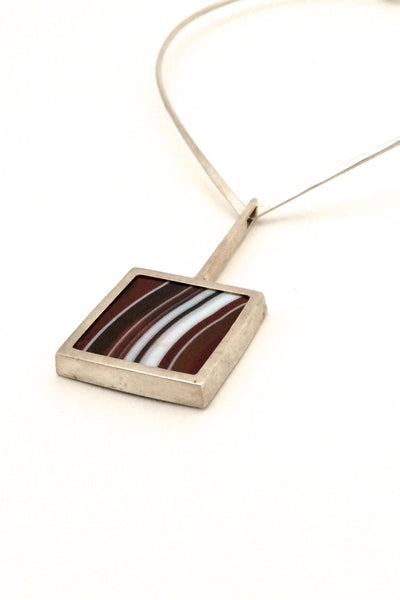 Ake Lindstrom for Bengt Hallberg banded agate & silver set