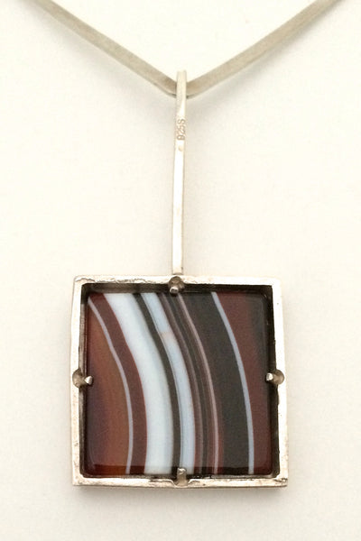 Ake Lindstrom for Bengt Hallberg banded agate & silver set