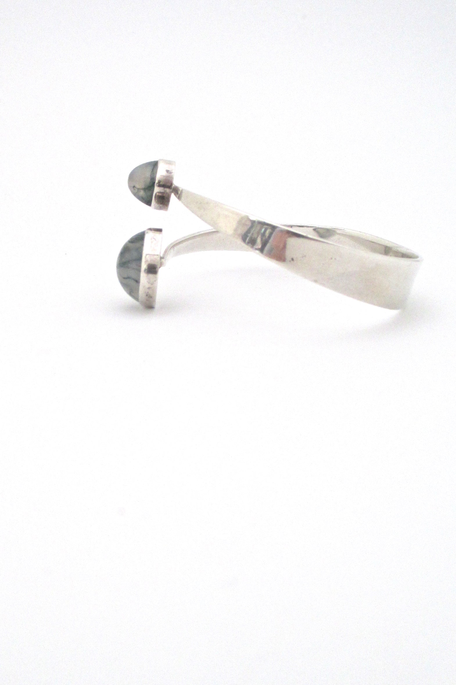 profile Gert Thysell Sweden vintage mid century silver moss agate bracelet 1966