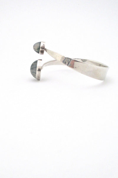profile Gert Thysell Sweden vintage mid century silver moss agate bracelet 1966