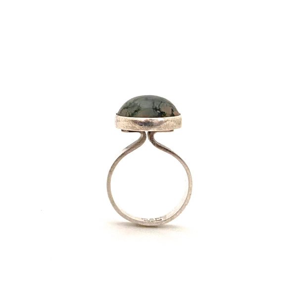 profile Mike and Paula Letki vintage silver moss agate ring Canadian Modernist design jewelry