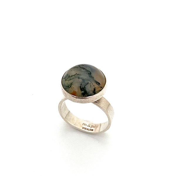 Mike & Paula Letki silver & moss agate ring