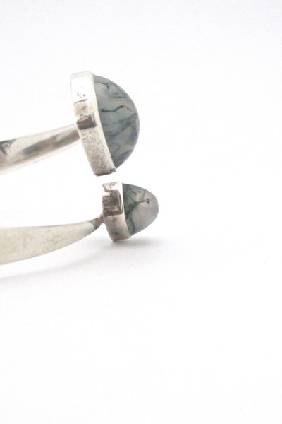 detail Gert Thysell Sweden vintage mid century silver moss agate bracelet 1966