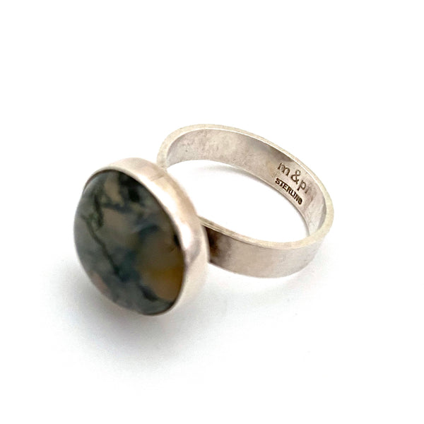 Mike & Paula Letki silver & moss agate ring