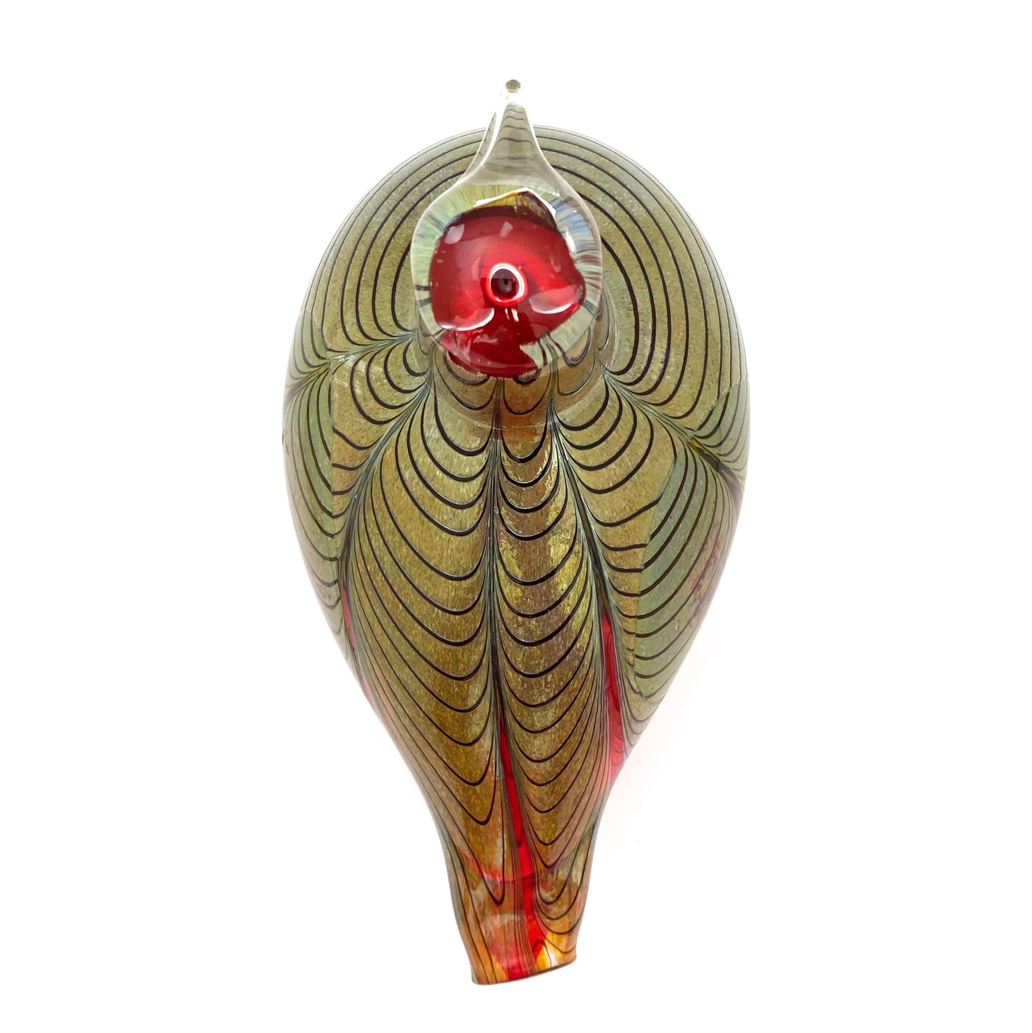 Oiva Toikka for Nuutajarvi large iridescent red & green pheasant ~ signed