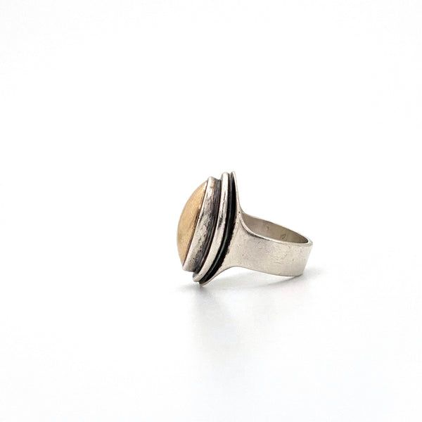 profile Darla Hesse Canada vintage silver 14k gold ring Canadian Modernist jewelry design