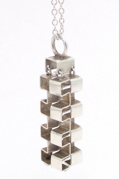 Elis Kauppi for Kupittaan Kulta Finland vintage Scandinavian Modernist silver kinetic pendant necklace