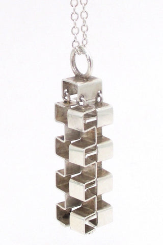 Elis Kauppi for Kupittaan Kulta Finland vintage Scandinavian Modernist silver kinetic pendant necklace
