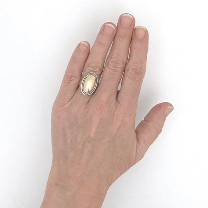 scale Darla Hesse Canada vintage silver 14k gold ring Canadian Modernist jewelry design