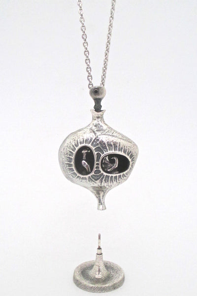 detail Guy Vidal Canada vintage brutalist pewter very rare sculpture necklace original box