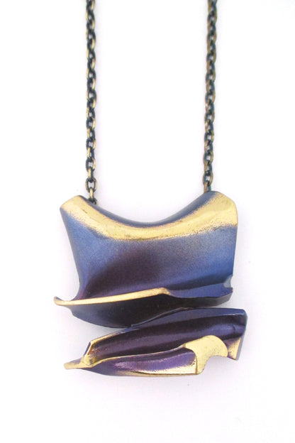 Bjorn Weckstrom large flame bronze 'Daytona' pendant necklace