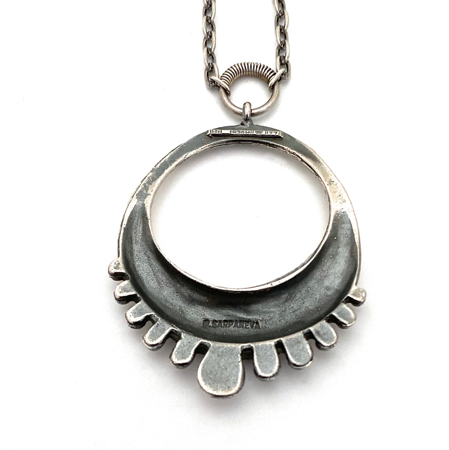 Pentti Sarpaneva textured silver open circle necklace ~ 1972