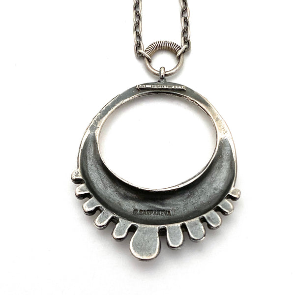 Pentti Sarpaneva textured silver open circle necklace ~ 1972