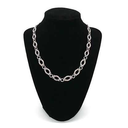 antique graduated chain necklace ~ ribbed link