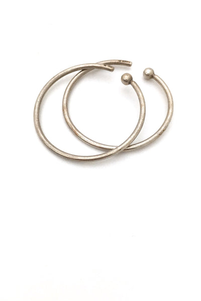 Ib Bluitgen Denmark vintage silver large hoop earrings slings Scandinavian modernist jewelry design