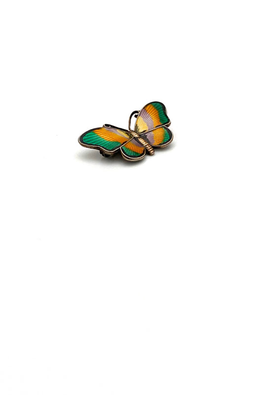 Ivar Holth Norway vintage silver enamel butterfly brooch bright multicolour Scandinavian jewelry design