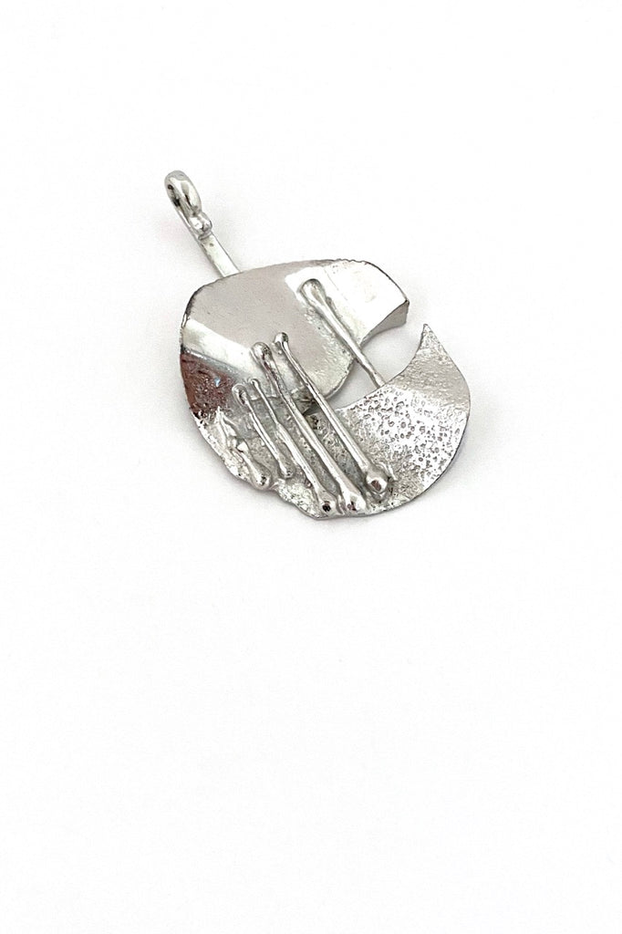 Jane and Finn Denmark vintage sterling silver large sculptural pendant Scandinavian Modernist jewelry design