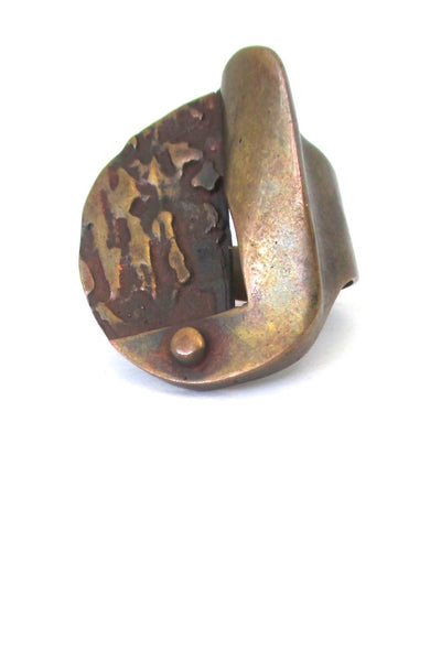 Jane Wiberg for Jane & Finn Denmark vintage large sculptural bronze Scandinavian modernist ring 559