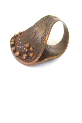 Jane Wiberg for Jane & Finn Denmark vintage massive bronze Scandinavian modernist ring 563