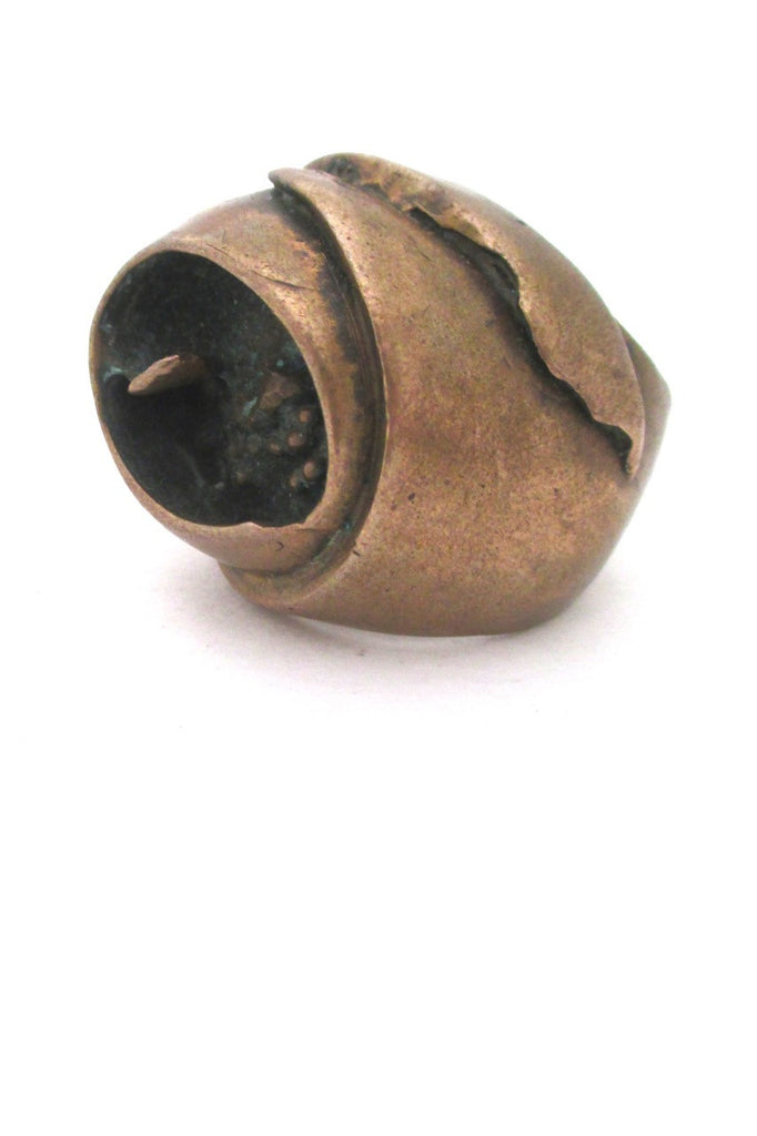 Jane Wiberg Denmark rare vintage brutalist bronze monumental sculptural ring