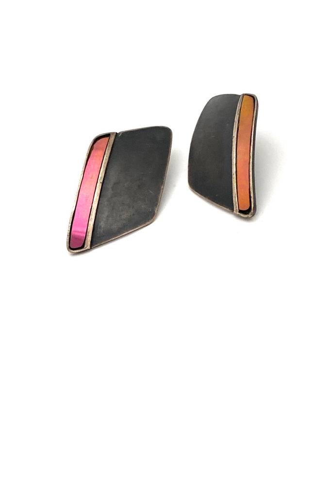 Janis Kerman Canada large vintage sterling silver niobium earrings 1982 Postmodern jewelry design