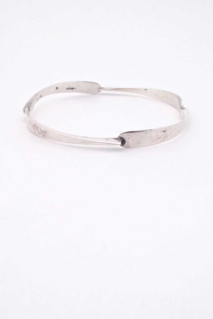 detail Jean Lasnier USA vintage mid century studio made silver bangle bracelet