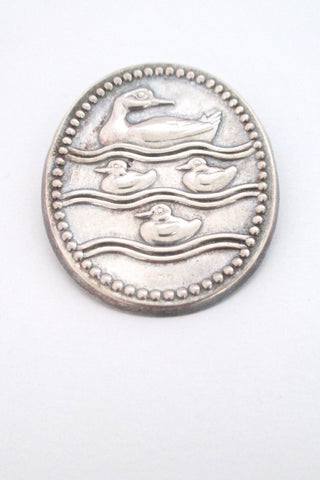 Jens Quistgaard Denmark early Dansk ducks logo sterling silver brooch
