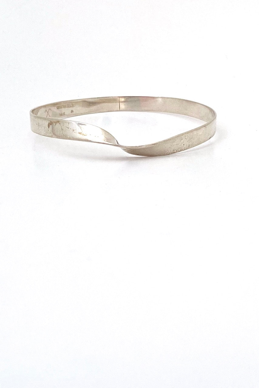 John Lewis USA vintage silver twisted bangle bracelet 1976 Modernist jewelry design