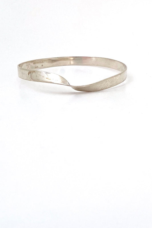John Lewis USA vintage silver twisted bangle bracelet 1976 Modernist jewelry design